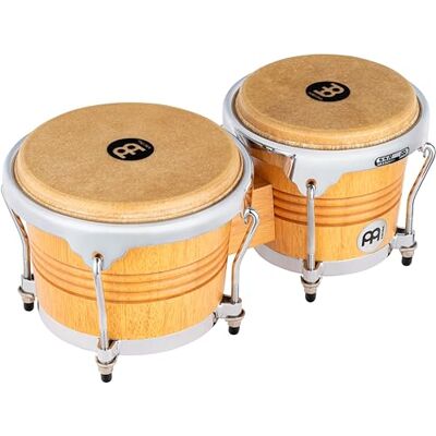 Meinl Percussion Bongos Wood Chrome 2 Tamburi a Mano da 6.75 e 8 Pollici Chiave Accordatura Inclusa Quercia del Siam, Natural Matte () Meinl Percussion Bongos Wood Chrome 2 Tamburi a Mano da 6.75 e 8 Pollici Chiave Accordatura Inclusa Quercia del Siam, Natural Matte ()
