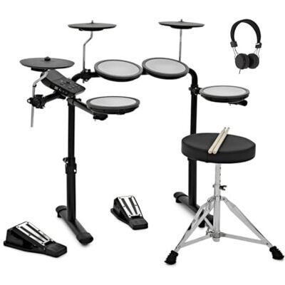 gear4music VISIONDRUM Batteria Elettronica Adulti e Bambini, 7 Pad in Mesh, Nero Kit Batteria Elettrica, Altezza Regolabile, Design Pieghevole, Cuffie, Sgabello e Bacchette Inclusi gear4music VISIONDRUM Batteria Elettronica Adulti e Bambini, 7 Pad in Mesh, Nero Kit Batteria Elettrica, Altezza Regolabile, Design Pieghevole, Cuffie, Sgabello e Bacchette Inclusi