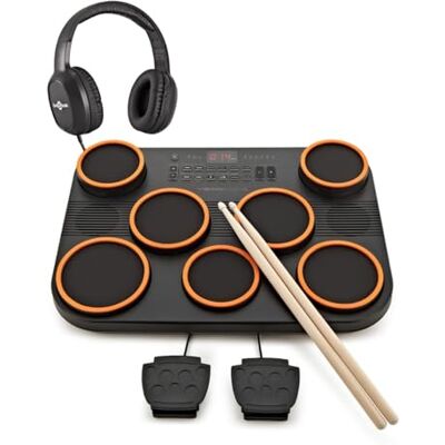 gear4music VISIONPAD-9 Batteria Elettronica Tamburo 7 Pad Mesh e Pedali Kick/Hi-Hat Ideale per la Pratica a Domicilio, Pad Sensibili al Tocco, Pedali Kick e Hi-Hat, MIDI USB-C, Cuffie Incluse gear4music VISIONPAD-9 Batteria Elettronica Tamburo 7 Pad Mesh e Pedali Kick/Hi-Hat Ideale per la Pratica a Domicilio, Pad Sensibili al Tocco, Pedali Kick e Hi-Hat, MIDI USB-C, Cuffie Incluse