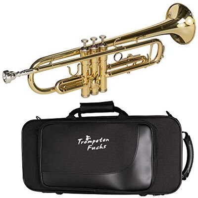 Cascha Trumpet Fox Bb tromba per principianti e avanzati con accessori, boccaglio, panno per la pulizia e custodia, colore oro Cascha Trumpet Fox Bb tromba per principianti e avanzati con accessori, boccaglio, panno per la pulizia e custodia, colore oro