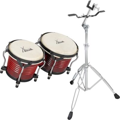 XDrum Set Bongos Pro Rosso Vino incl. Supporto, Bonghi, Dimensioni bongo: 6 2 tamburi ("macho" e "hembra"), 5" (17 cm) e 7, 5" (20 cm), Pelli naturali, Legno: betulla, Hardware cromato, 5 x 41 x 21 cm XDrum Set Bongos Pro Rosso Vino incl. Supporto, Bonghi, Dimensioni bongo: 6 2 tamburi ("macho" e "hembra"), 5" (17 cm) e 7, 5" (20 cm), Pelli naturali, Legno: betulla, Hardware cromato, 5 x 41 x 21 cm