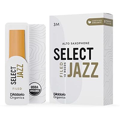 D'Addario Organic Select Jazz Filed Sax Alto Ance 3 Medium, 10 Pezzi D'Addario Organic Select Jazz Filed Sax Alto Ance 3 Medium, 10 Pezzi