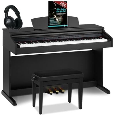 Classic Cantabile DP-50 SM Pianoforte digitale 88 Tasti con tastiera pesata hammer action Pianola musicale con USB, 32 polifonia, 3 pedali Piano digitale Set con Panchetta e Cuffi Nero Opaco Classic Cantabile DP-50 SM Pianoforte digitale 88 Tasti con tastiera pesata hammer action Pianola musicale con USB, 32 polifonia, 3 pedali Piano digitale Set con Panchetta e Cuffi Nero Opaco