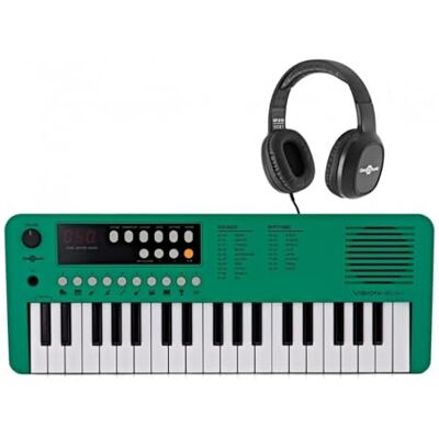 gear4music VISIONKEY-1 Mini Tastiera Digitale 37 Tasti per Bambini e Principianti Piano Elettrico a Mini Tasti con Cuffie, 3 Ottave, 100 Suoni e Ritmi, USB-C o Batterie, Verde gear4music VISIONKEY-1 Mini Tastiera Digitale 37 Tasti per Bambini e Principianti Piano Elettrico a Mini Tasti con Cuffie, 3 Ottave, 100 Suoni e Ritmi, USB-C o Batterie, Verde