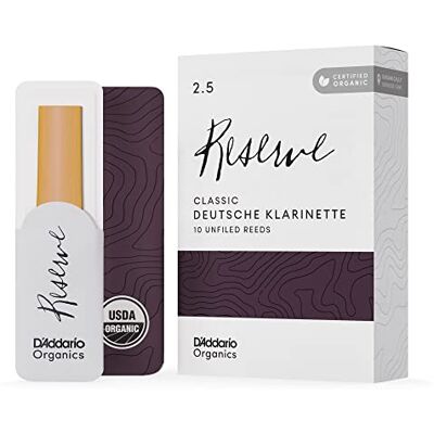 D'Addario Organic Reserve Classic German Ance Clarinetto Ance per Clarinetto La prima e unica Ancia Biologica 2.5 La Forza, 10 Pacchetto D'Addario Organic Reserve Classic German Ance Clarinetto Ance per Clarinetto La prima e unica Ancia Biologica 2.5 La Forza, 10 Pacchetto