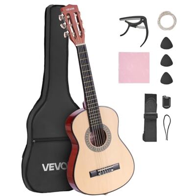 VEVOR Chitarra Classica, 780 mm, in Legno per Principianti, con Corde in Nylon, Custodia Morbida, Tracolla, Accordatore, Corde Extra, Plettri, Capotasto, Tiglio, per Adolescenti, Adulti, Naturale VEVOR Chitarra Classica, 780 mm, in Legno per Principianti, con Corde in Nylon, Custodia Morbida, Tracolla, Accordatore, Corde Extra, Plettri, Capotasto, Tiglio, per Adolescenti, Adulti, Naturale