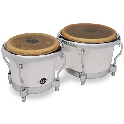 Latin Percussion LP LP811704 Bongo, Fibra di Vetro, Bianco, Hardware Cromato Latin Percussion LP LP811704 Bongo, Fibra di Vetro, Bianco, Hardware Cromato