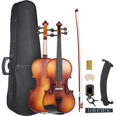 VEVOR Set di Violini da 355 mm Set Completo per Violino in Legno Massello, Misura Standard, con Custodia Rigida, Colofonia, Archetto, Spalliera, Ponticello, Corde Extra, Marrone Opaco VEVOR Set di Violini da 355 mm Set Completo per Violino in Legno Massello, Misura Standard, con Custodia Rigida, Colofonia, Archetto, Spalliera, Ponticello, Corde Extra, Marrone Opaco
