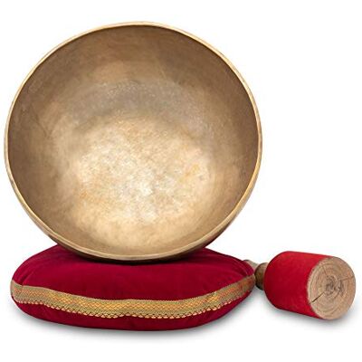 XDrum Set Completo Campana Tibetana Omshanti 30 cm, Fatta a mano in India Materiale: lega di ottone, Diametro: ca. 30 cm, Peso: ca. 2800 g, Colore: oro, Cuscino, Ideale come base per campana tibetana XDrum Set Completo Campana Tibetana Omshanti 30 cm, Fatta a mano in India Materiale: lega di ottone, Diametro: ca. 30 cm, Peso: ca. 2800 g, Colore: oro, Cuscino, Ideale come base per campana tibetana