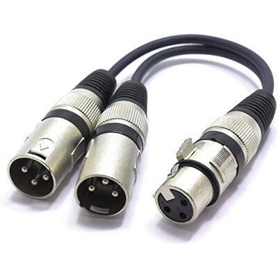 VITALCO XLR Femmina a Doppio Maschio Adattatore Audio Connettore per Microfono Sdoppiatore Y-Splitter Cavo VITALCO XLR Femmina a Doppio Maschio Adattatore Audio Connettore per Microfono Sdoppiatore Y-Splitter Cavo