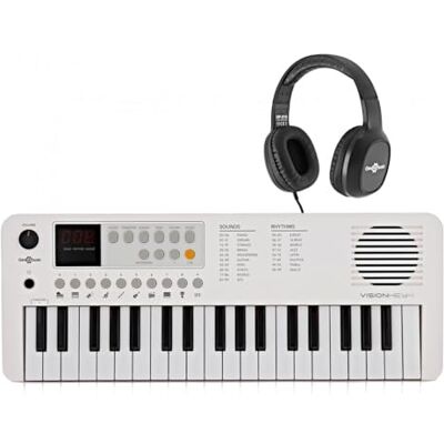 gear4music VISIONKEY-1 Mini Tastiera Portatile a 37 Tasti con Cuffie, Bianco Piano Elettrico a Mini Tasti con Cuffie, 3 Ottave, 100 Suoni e Ritmi, USB-C o Batterie, Bianco gear4music VISIONKEY-1 Mini Tastiera Portatile a 37 Tasti con Cuffie, Bianco Piano Elettrico a Mini Tasti con Cuffie, 3 Ottave, 100 Suoni e Ritmi, USB-C o Batterie, Bianco