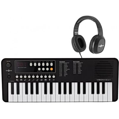 gear4music VISIONKEY-1 Mini Tastiera Portatile a 37 Tasti con Cuffie Piano Elettrico a Mini Tasti con Cuffie, 3 Ottave, 100 Suoni e Ritmi, USB-C o Batterie, Nero gear4music VISIONKEY-1 Mini Tastiera Portatile a 37 Tasti con Cuffie Piano Elettrico a Mini Tasti con Cuffie, 3 Ottave, 100 Suoni e Ritmi, USB-C o Batterie, Nero