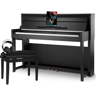 Classic Cantabile UP-1 SM Pianoforte Verticale Digitale 88 Tastiera pesata Pianola musicale con USB, MIDI, 256 polifonia, 40 voci Piano digitale Set con Panca e Cuffie Nero Opaco Classic Cantabile UP-1 SM Pianoforte Verticale Digitale 88 Tastiera pesata Pianola musicale con USB, MIDI, 256 polifonia, 40 voci Piano digitale Set con Panca e Cuffie Nero Opaco