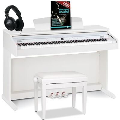 Classic Cantabile DP-50 WM Pianoforte digitale 88 Tasti tastiera pesata hammer action Pianola musicale USB, 32 polifonia, 3 pedali Piano Set con Panchetta e Cuffi Bianco Opaco Classic Cantabile DP-50 WM Pianoforte digitale 88 Tasti tastiera pesata hammer action Pianola musicale USB, 32 polifonia, 3 pedali Piano Set con Panchetta e Cuffi Bianco Opaco