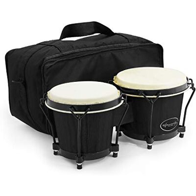 World Rhythm Bongos 15,2 cm & 17,8 cm Beginners Oak Bongo Drums – Bongos nero opaco con custodia imbottita World Rhythm Bongos 15,2 cm & 17,8 cm Beginners Oak Bongo Drums – Bongos nero opaco con custodia imbottita