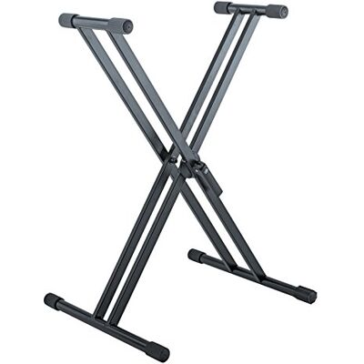 K&M 18993 base per piano Rick 20 nero, in acciaio piedi a X per piano da stage con leva di chiusura, supporto in gomma e scala graduata K&M 18993 base per piano Rick 20 nero, in acciaio piedi a X per piano da stage con leva di chiusura, supporto in gomma e scala graduata