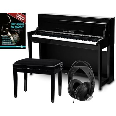 Classic Cantabile UP-1 SH Pianoforte Verticale Digitale 88 Tastiera pesata Pianola musicale con USB, MIDI, 256 polifonia, 40 voci Piano digitale Set con Panca e Cuffie Nero Lucido Classic Cantabile UP-1 SH Pianoforte Verticale Digitale 88 Tastiera pesata Pianola musicale con USB, MIDI, 256 polifonia, 40 voci Piano digitale Set con Panca e Cuffie Nero Lucido