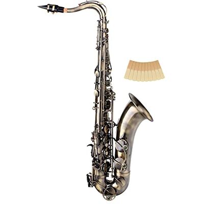 Classic Cantabile Winds TS-450 AY Sassofono Tenore Bb Set 2, 5 Ance Sassofono tenore in ottone, Finitura vintage Antique Yellow, Chiave Fa# alta, Suono pieno e caldo, Risposta rapida, Durevoli Classic Cantabile Winds TS-450 AY Sassofono Tenore Bb Set 2, 5 Ance Sassofono tenore in ottone, Finitura vintage Antique Yellow, Chiave Fa# alta, Suono pieno e caldo, Risposta rapida, Durevoli