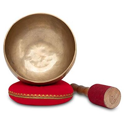 XDrum Set Completo Campana Tibetana Omshanti 17 cm, Fatto a mano in India Materiale: lega di ottone, Diametro: ca. 17 cm, Peso: ca. 900 g, Colore: oro, Cuscino, Ideale come base per campana tibetana XDrum Set Completo Campana Tibetana Omshanti 17 cm, Fatto a mano in India Materiale: lega di ottone, Diametro: ca. 17 cm, Peso: ca. 900 g, Colore: oro, Cuscino, Ideale come base per campana tibetana