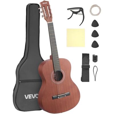 VEVOR Chitarra Classica, 900 mm, in Legno per Principianti, con Corde in Nylon, Custodia Morbida, Tracolla, Accordatore, Corde Extra, Plettri, Capotasto, Sapele, per Adolescenti, Adulti, Naturale VEVOR Chitarra Classica, 900 mm, in Legno per Principianti, con Corde in Nylon, Custodia Morbida, Tracolla, Accordatore, Corde Extra, Plettri, Capotasto, Sapele, per Adolescenti, Adulti, Naturale