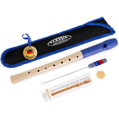 Classic Cantabile Pivella Flauto Dolce Blu, diteggiatura tedesca Flauto dolce in due pezzi, Testa in plastica speciale, blu, Parte inferiore in acero, Intonazione: C-Soprano Classic Cantabile Pivella Flauto Dolce Blu, diteggiatura tedesca Flauto dolce in due pezzi, Testa in plastica speciale, blu, Parte inferiore in acero, Intonazione: C-Soprano