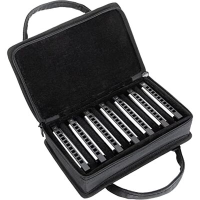 Classic Cantabile AHBS-7 Alabama Blues Harmonica Set da 7, Accordature: C 7 armoniche diatoniche, B (H), Piastre armoniche speciali per il tipico suono blues harmonica, Incluso custodia in plastica Classic Cantabile AHBS-7 Alabama Blues Harmonica Set da 7, Accordature: C 7 armoniche diatoniche, B (H), Piastre armoniche speciali per il tipico suono blues harmonica, Incluso custodia in plastica