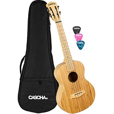 Cascha Bamboo Natural Ukulele tenore per adulti e bambini, con 3 plettri e custodia imbottita, ukulele in bambù per principianti o esperti, corde in carbonio di alta qualità Cascha Bamboo Natural Ukulele tenore per adulti e bambini, con 3 plettri e custodia imbottita, ukulele in bambù per principianti o esperti, corde in carbonio di alta qualità