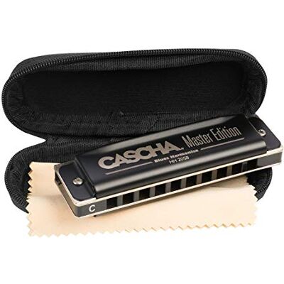 Cascha Master Edition Blues Harmonica, Armonica di Alta Qualità in C Maggiore con Custodia Morbida e Panno per la Pulizia, Nero Cascha Master Edition Blues Harmonica, Armonica di Alta Qualità in C Maggiore con Custodia Morbida e Panno per la Pulizia, Nero