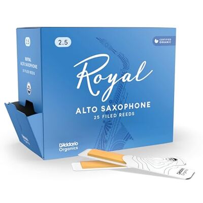 D'Addario Organics Royal Ance per Sassofono Alto Forza 2.5, Confezione da 25 D'Addario Organics Royal Ance per Sassofono Alto Forza 2.5, Confezione da 25