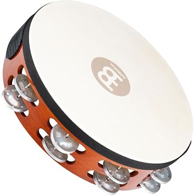 Meinl Percussion Tamburello in legno con pelle e 2 file di sonagli d'alluminio nel telaio, diametro: 25,40 cm (10''), colore marrone African Meinl Percussion Tamburello in legno con pelle e 2 file di sonagli d'alluminio nel telaio, diametro: 25,40 cm (10''), colore marrone African