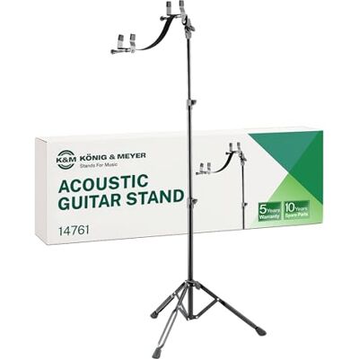 K&M 14761 Stand per chitarra acustican nero spessore della cassa da 7,5 13,5 cm facilemente regolabile in acciaio K&M 14761 Stand per chitarra acustican nero spessore della cassa da 7,5 13,5 cm facilemente regolabile in acciaio