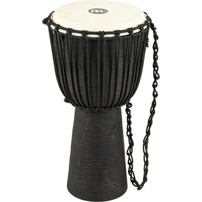 Meinl Percussion Djembe in legno, Serie Headliner/Black River, Tiraggio a Corde, Diametro 12" (30,48 cm, Misura L), Colore: Nero Meinl Percussion Djembe in legno, Serie Headliner/Black River, Tiraggio a Corde, Diametro 12" (30,48 cm, Misura L), Colore: Nero