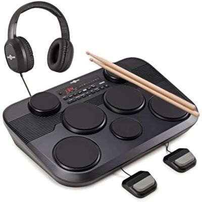 gear4music Batteria Elettronica Portatile con Cuffie DD70 di Per Principianti e Pratica a Casa, Pad Sensibili al Tocco, 270 Suoni, 100 Basi e Cuffie per Pratica Silenziosa gear4music Batteria Elettronica Portatile con Cuffie DD70 di Per Principianti e Pratica a Casa, Pad Sensibili al Tocco, 270 Suoni, 100 Basi e Cuffie per Pratica Silenziosa