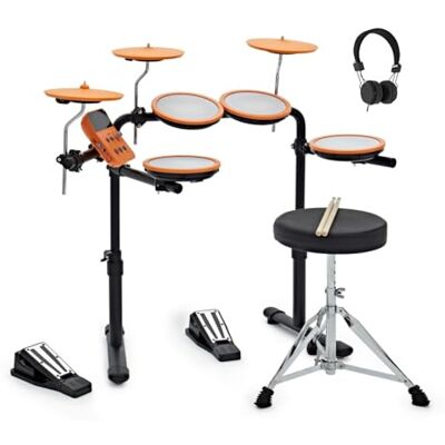 gear4music VISIONDRUM Batteria Elettronica Adulti e Bambini, 7 Pad in Mesh, Arancione Kit Batteria Elettrica, Altezza Regolabile, Design Pieghevole, Cuffie, Sgabello e Bacchette Inclusi gear4music VISIONDRUM Batteria Elettronica Adulti e Bambini, 7 Pad in Mesh, Arancione Kit Batteria Elettrica, Altezza Regolabile, Design Pieghevole, Cuffie, Sgabello e Bacchette Inclusi