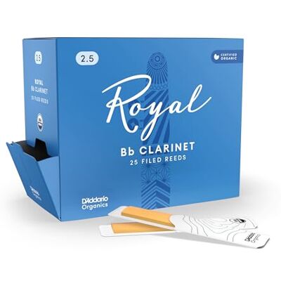 D'Addario Royal Organic Ance per Clarinetto Sib Forza 2.5, Confezione da 25 D'Addario Royal Organic Ance per Clarinetto Sib Forza 2.5, Confezione da 25