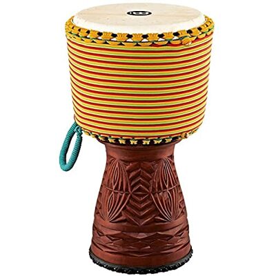 Meinl Percussion 12" Artisan Edition Tongo Carved Djembe, Coloured Wrapping Meinl Percussion 12" Artisan Edition Tongo Carved Djembe, Coloured Wrapping