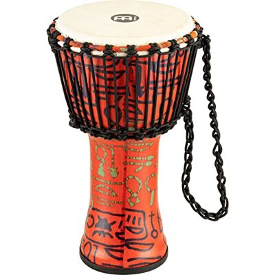 Meinl Percussion Djembe africano con membrana in pelle di capra, serie Travel, tiraggio a corde, diametro: 20,32 cm (8", misura S), motivo a geroglifici Meinl Percussion Djembe africano con membrana in pelle di capra, serie Travel, tiraggio a corde, diametro: 20,32 cm (8", misura S), motivo a geroglifici