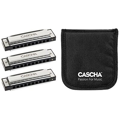 Cascha Blues Harmonica Pack 3 (C-G-A), 3 armoniche con borsa Cascha Blues Harmonica Pack 3 (C-G-A), 3 armoniche con borsa
