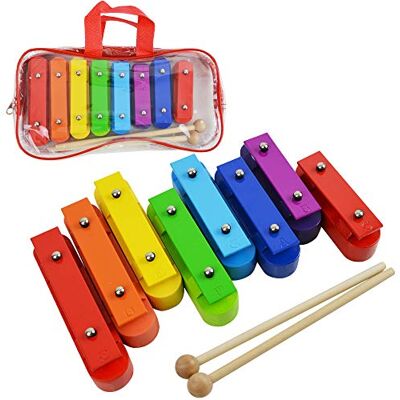 A-Star Colorful Chime Bar Set di 8 Xilofono Soprano Diatonico Arcobaleno Glockenspiel con Due Battitori di Legno in Borsa per il Trasporto C6 a C7 A-Star Colorful Chime Bar Set di 8 Xilofono Soprano Diatonico Arcobaleno Glockenspiel con Due Battitori di Legno in Borsa per il Trasporto C6 a C7