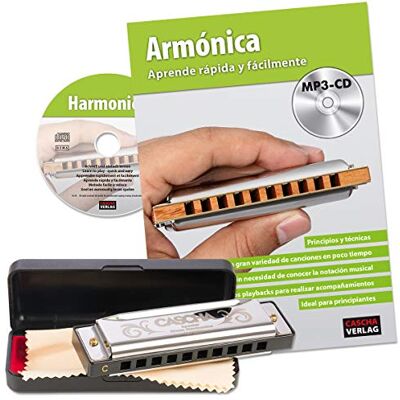 Cascha Armonica a bocca per principianti, con scuola, Blues Harmonica, con custodia, panno per la cura e manuale (lingua italiana non garantita), colore: argento Cascha Armonica a bocca per principianti, con scuola, Blues Harmonica, con custodia, panno per la cura e manuale (lingua italiana non garantita), colore: argento