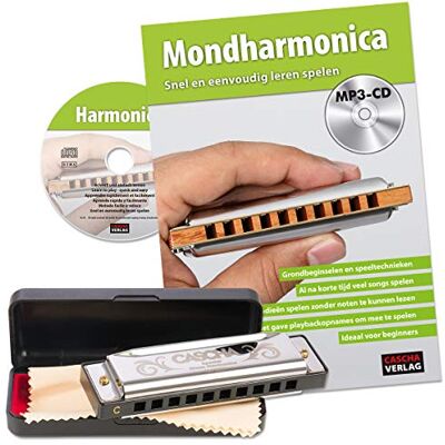 Cascha Armonica a bocca per principianti, con scuola olandese, gioco di armonica Blues, con custodia, panno per la cura e manuale (lingua italiana non garantita), colore: argento Cascha Armonica a bocca per principianti, con scuola olandese, gioco di armonica Blues, con custodia, panno per la cura e manuale (lingua italiana non garantita), colore: argento