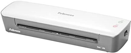 Fellowes plastificatrice Ion A4, formato A4, fino a 125 micron, per casa e ufficio, plastificatrice con leva di sblocco e modalità riposo, riscaldamento in 4 minuti, incluso starter pack di 10 pouches