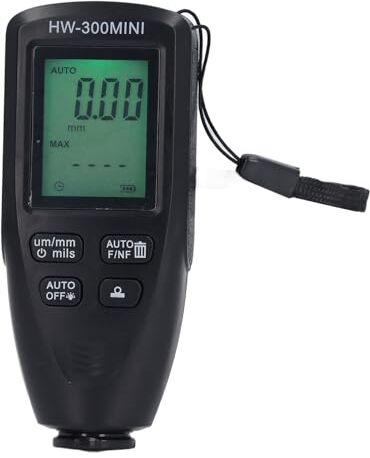 Trisar Misuratore di Spessore della Vernice, Misuratore di Spessore del Rivestimento con Display LCD Retroilluminato con Risoluzione 1um per Auto (BLACK)