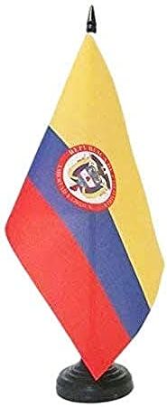 AZ FLAG Bandiera da Tavolo Colombia con Stemma 21x14cm Piccola BANDIERINA Colombiana con Blasone 14 x 21 cm