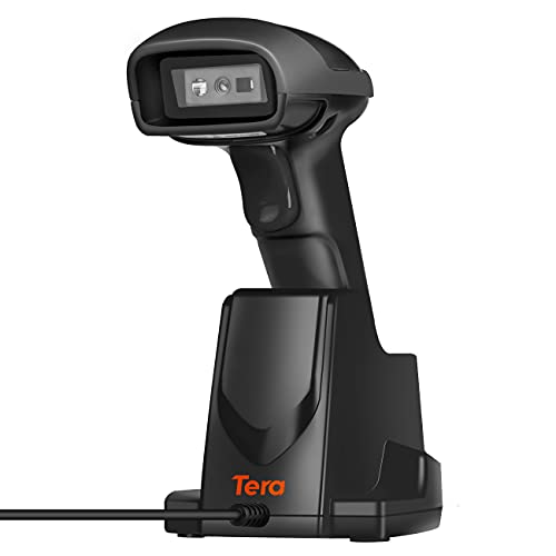 Tera Barcode Scanner Wireless 2,4GHz Lettore di Codici a Barre per QR 2D 1D con Stazione di Ricarica, Modello di Aggiornamento