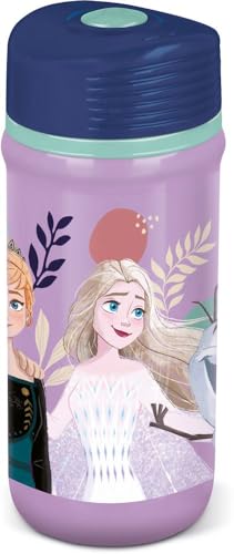 TataWay in viaggio si cresce Disney  lilla e viola in plastica per bambini Elsa Anna Olaf 390 ml con chiusra antigoccia