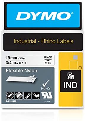 Dymo Nastri Industriali D1 19 mm x 3.5 m, Nylon, Nero su Bianco