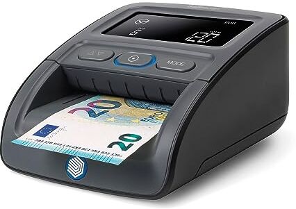 Safescan 155-S Versione 2023 Rilevatore Automatico di Banconote False Che Verifica Le Banconote in Quattro direzioni con Una precisione del 100% Include RS-100 Impilatore Rimovibile