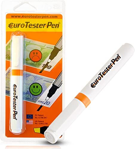 Euro Tester Pen XL Verifica Banconote False Rilevatore, Penna Controllo per Soldi Professionale, Verificare Euro Dollaro Sterlina Falsi con Formula Brevettata, Made in Italy