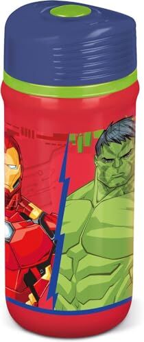 TataWay in viaggio si cresce Marvel  rossa e blu in plastica per bambini Avengers Hulk Iron Man 390 ml con chiusra antigoccia